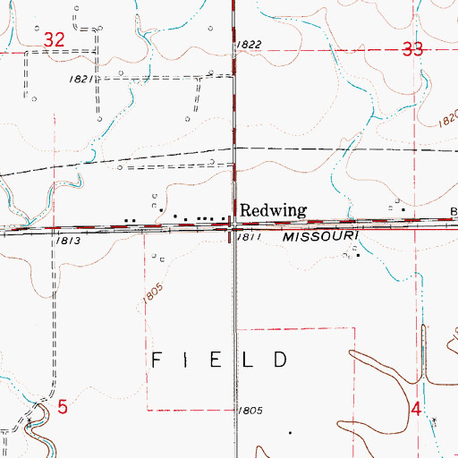 Topographic Map of Redwing, KS