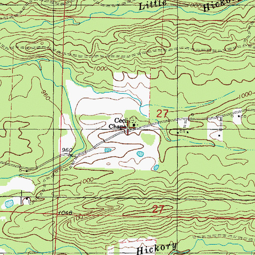 Topographic Map of Cecil Chapel, AR