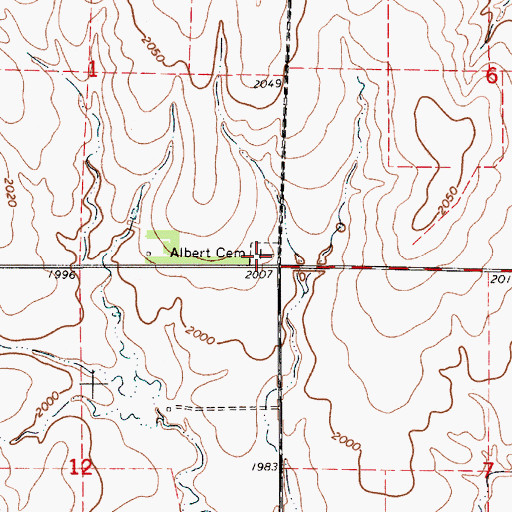 Topographic Map of Albert Cemetery, KS