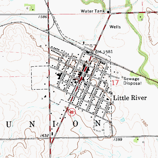 Topographic Map of Little River, KS