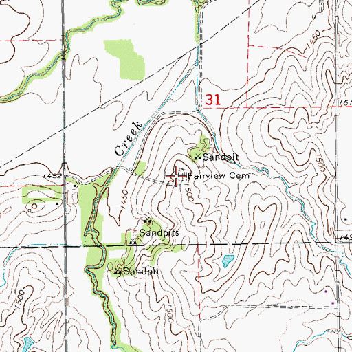 Topographic Map of Fairview Cemetery, KS