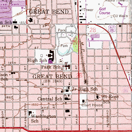Topographic Map of Park Elementary School, KS