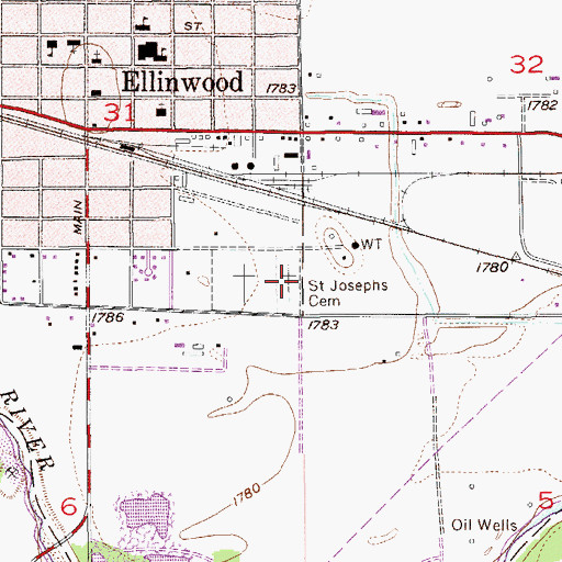 Topographic Map of Saint Josephs Cemetery, KS