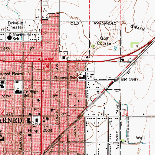 Topographic Map of Phinney Elementary School, KS