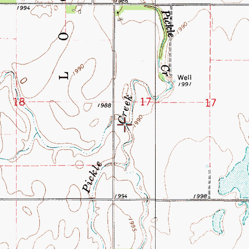 Topographic Map of Hubbard Creek, KS