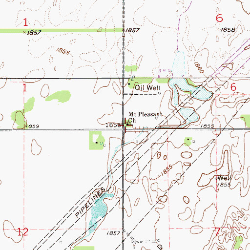 Topographic Map of Mount Pleasant United Methodist Church, KS