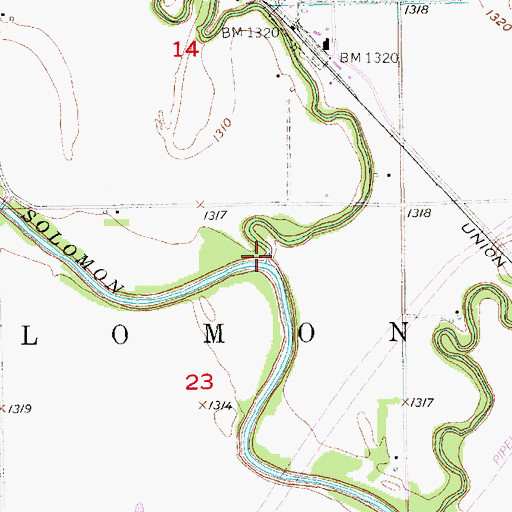 Topographic Map of Fisher Creek, KS