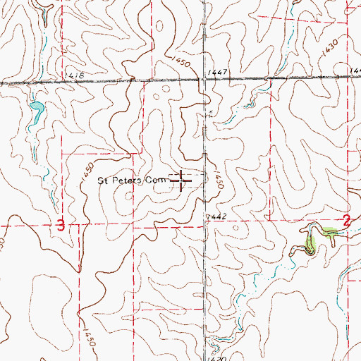 Topographic Map of Saint Peter's Cemetery, KS