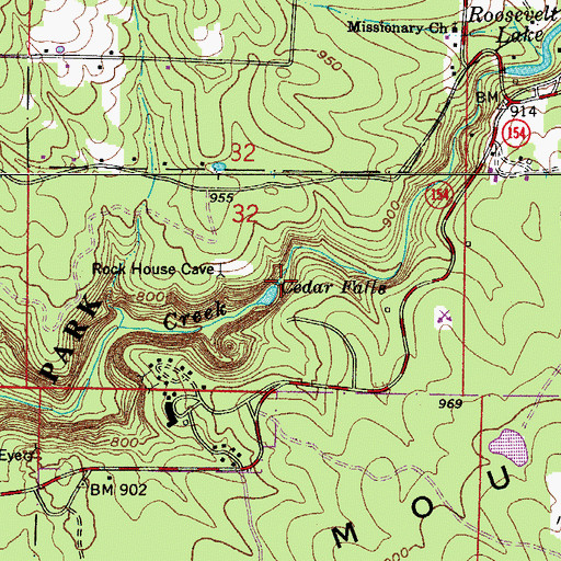 Topographic Map of Cedar Falls, AR