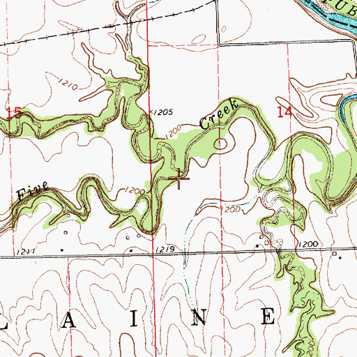Topographic Map of North Branch Five Creek, KS