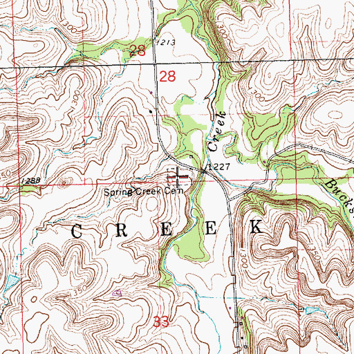 Topographic Map of Spring Creek Cemetery, KS