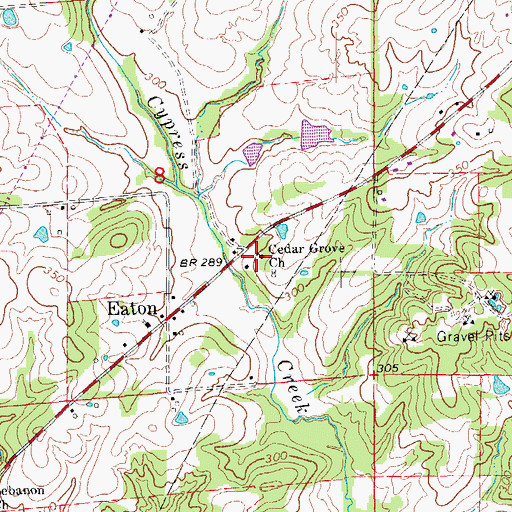 Topographic Map of Cedar Grove Church, AR