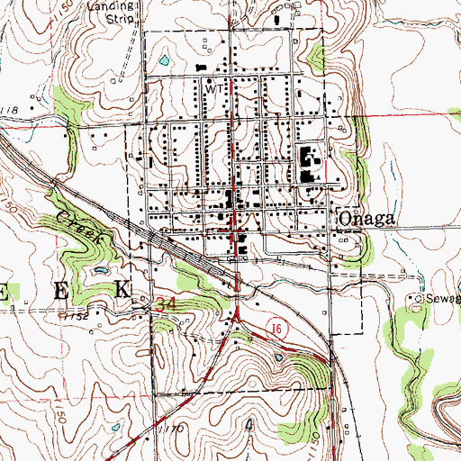 Topographic Map of Onaga, KS