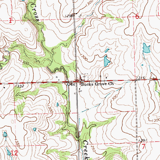 Topographic Map of Buck's Grove United Methodist Church, KS