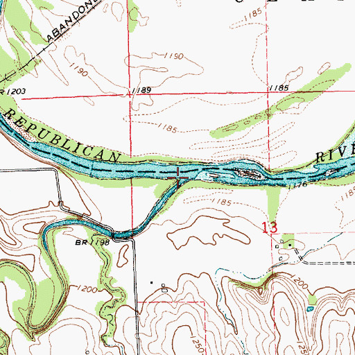 Topographic Map of Five Creek, KS