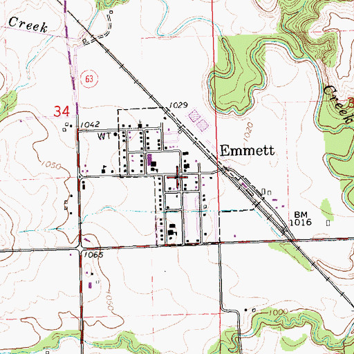 Topographic Map of Emmett, KS