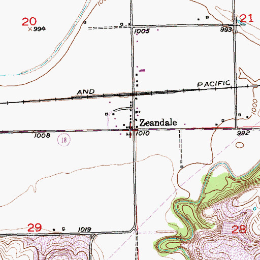 Topographic Map of Zeandale, KS