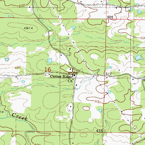 Topographic Map of Center Ridge Church, AR