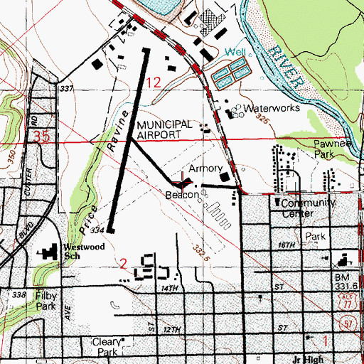 Topographic Map of Freeman Field, KS