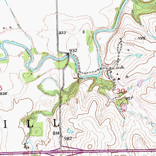 Topographic Map of Dry Creek, KS