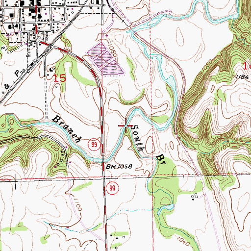 Topographic Map of South Branch Mill Creek, KS