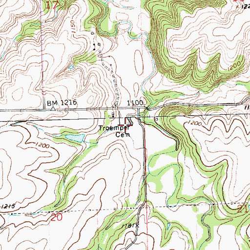 Topographic Map of Troemper Cemetery, KS