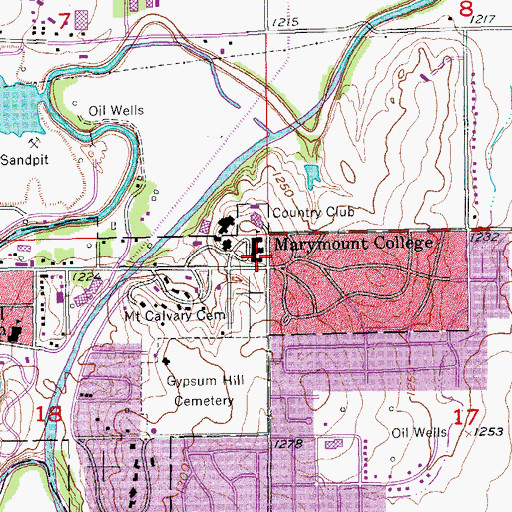 Topographic Map of Marymount College of Kansas (historical), KS