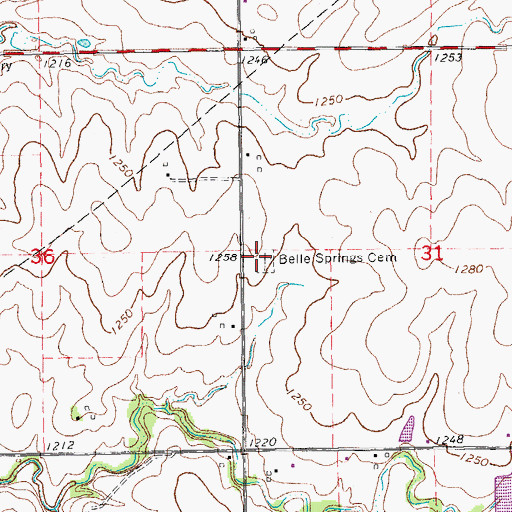 Topographic Map of Belle Spring Cemetery, KS