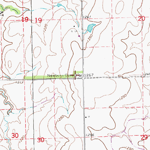 Topographic Map of Newburn Cemetery, KS