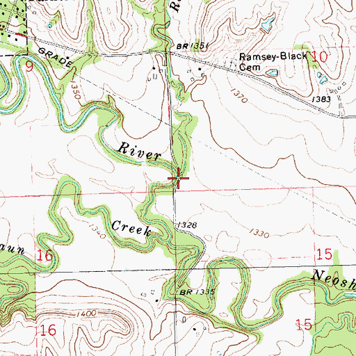 Topographic Map of Ramseys Creek, KS