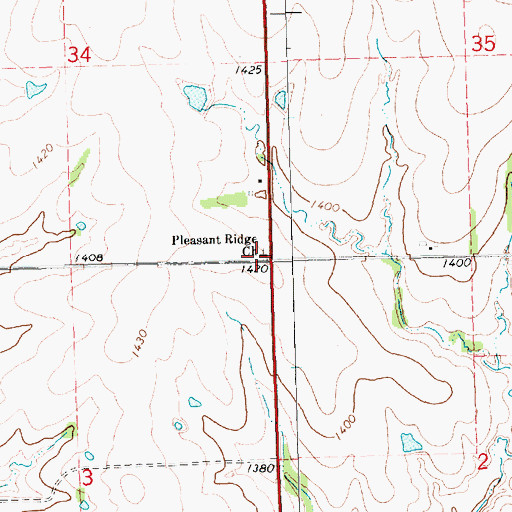 Topographic Map of Pleasant Ridge Christian Church, KS