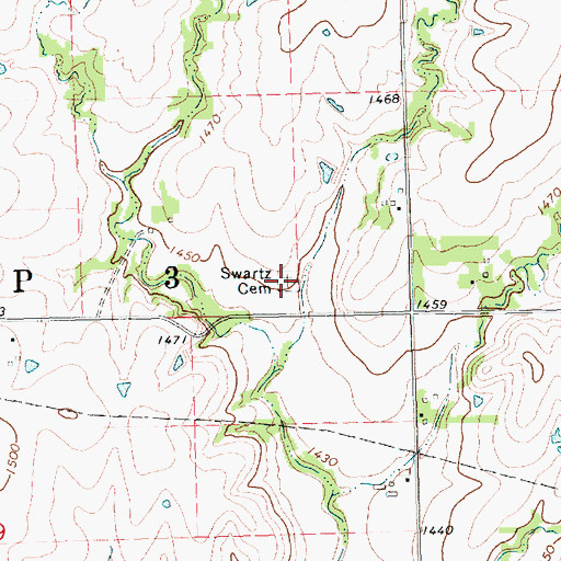 Topographic Map of Swartz Cemetery, KS