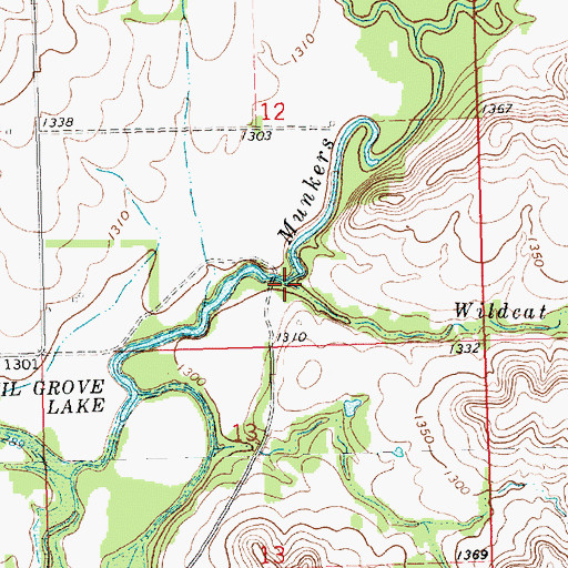 Topographic Map of Wildcat Creek, KS