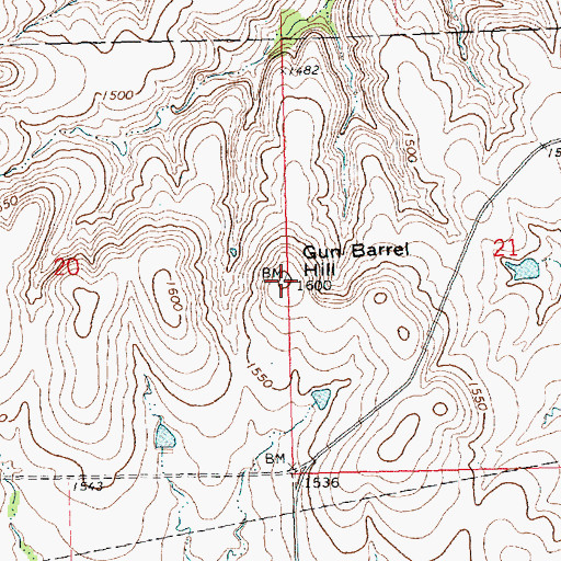 Topographic Map of Gun Barrel Hill, KS