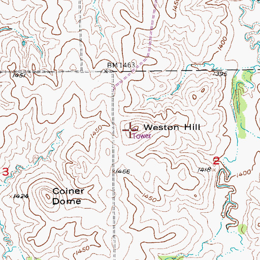 Topographic Map of Weston Hill, KS