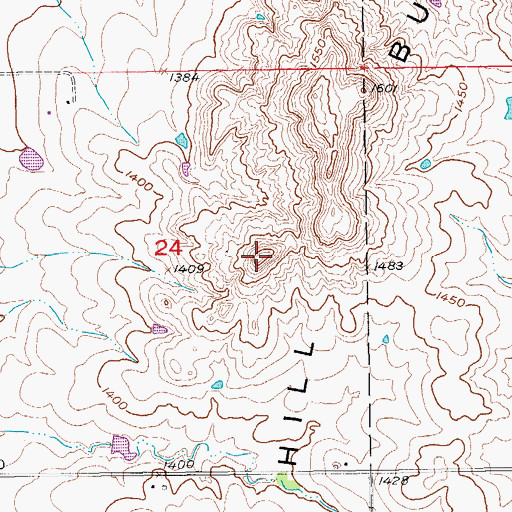 Topographic Map of Smoky Hill Buttes, KS