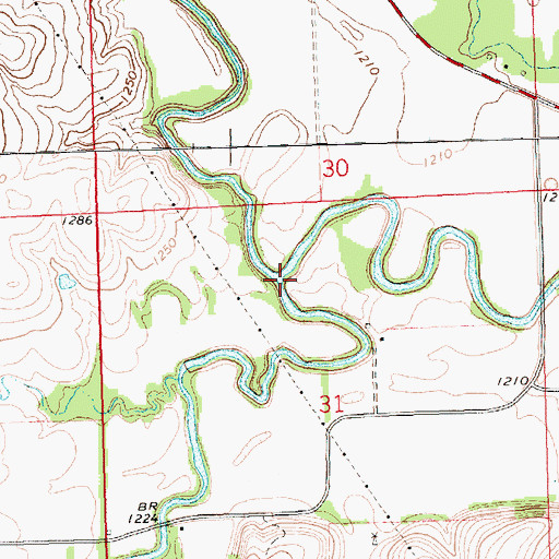 Topographic Map of Fourmile Creek, KS