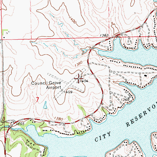 Topographic Map of Council Grove Municipal Airport, KS