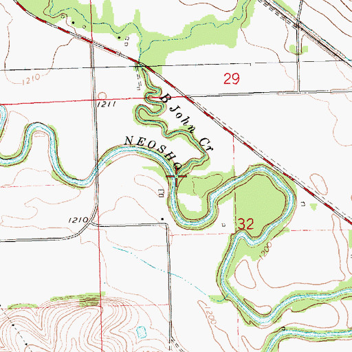 Topographic Map of Big John Creek, KS