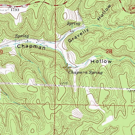 Topographic Map of Chapman Spring, AR