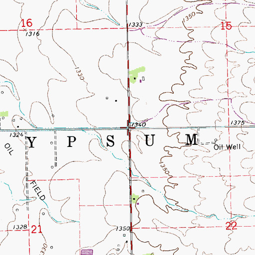 Topographic Map of Township of Gypsum Creek, KS