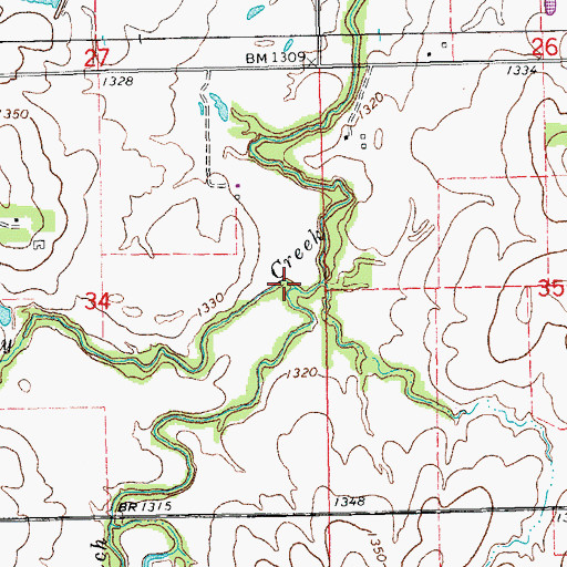 Topographic Map of Middle Branch, KS
