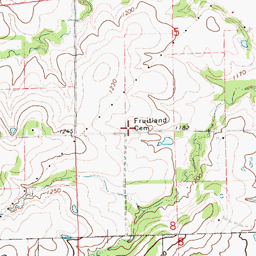 Topographic Map of Fruitland Cemetery, KS