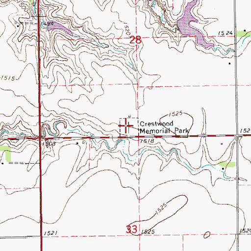 Topographic Map of Crestwood Memorial Park, KS