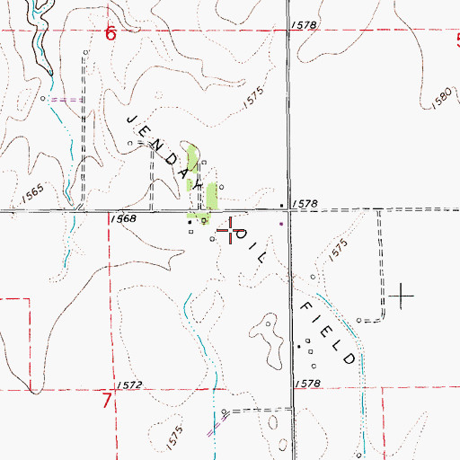 Topographic Map of Jenday Oil Field, KS