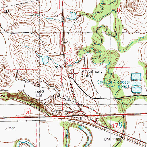 Topographic Map of Saint Anthony Cemetery, KS