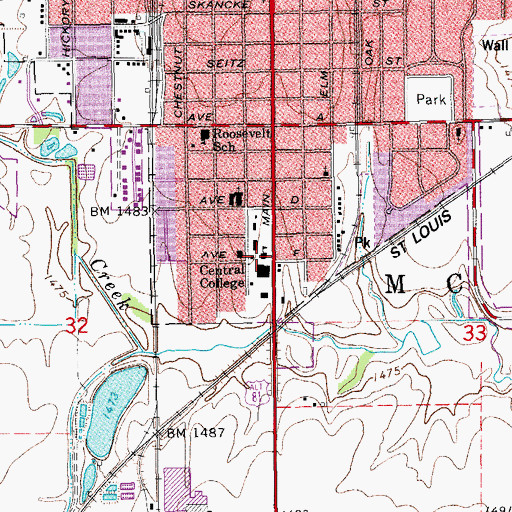 Topographic Map of Central Christian College of Kansas, KS
