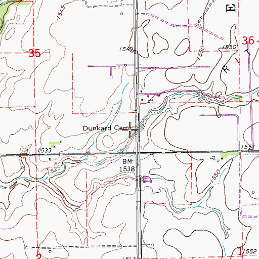 Topographic Map of Dunkard Cemetery, KS