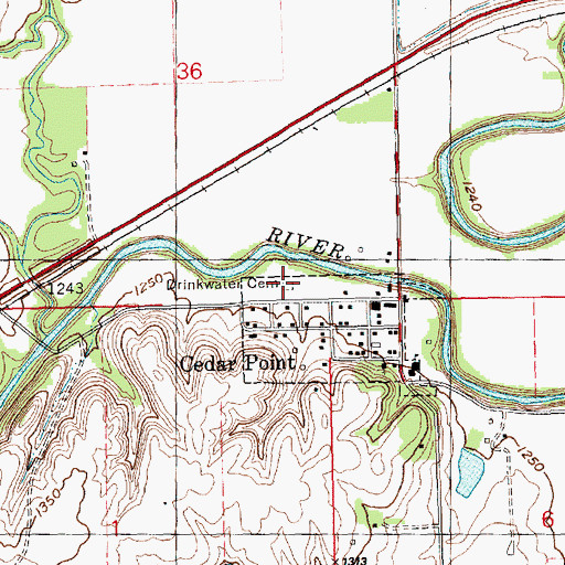 Topographic Map of Drinkwater Cemetery, KS