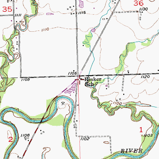 Topographic Map of Rinker School, KS